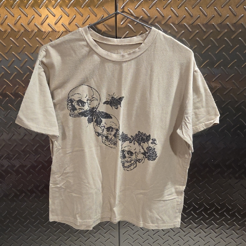Cream Graphic Skull T-Shirt